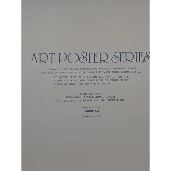 Vintage Original 1984 Los Angeles Olympics Poster 18" x 24" Swimming - Picture 5 of 5